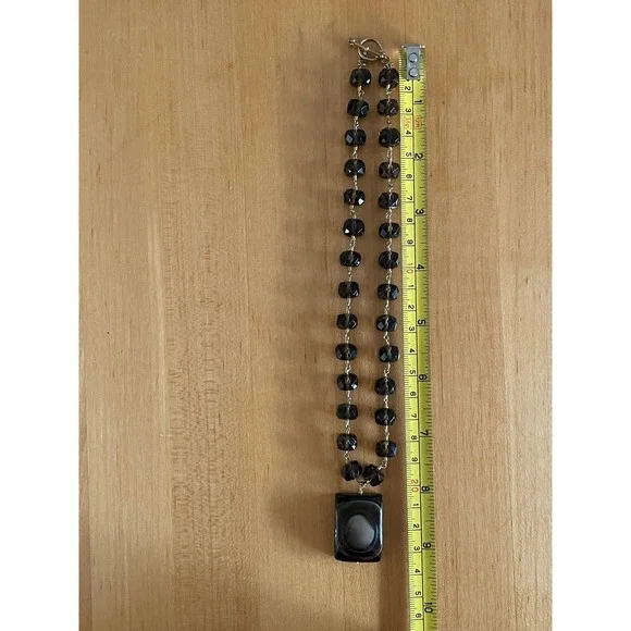 Agate Pendant Necklace Women Brown Smoky Beaded Toggle Clasp Statement - Picture 8 of 8